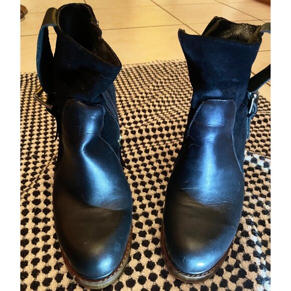 Kurt Geiger Suede and Leather Platform Heeled Ankle Boot Black Sz 39/8 Women's - Picture 7 of 13